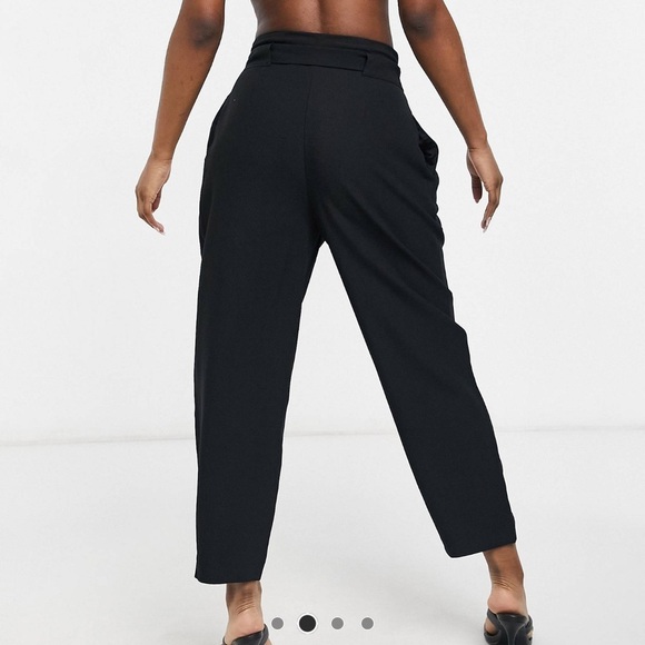 ASOS DESIGN tailored tie waist tapered ankle grazer pants career work trousers - Picture 3 of 10